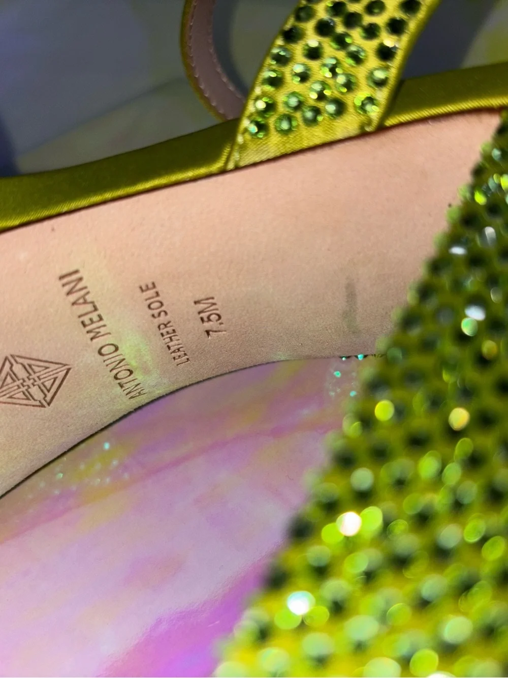 ANTONIO MELANI Neon Green Crystal Platform Sandals NWT SIZE 7.5